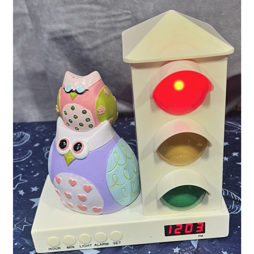Traffic Light “It’s About Time” Stoplight Sleep Wake KidAlarm Clock Owls TESTED